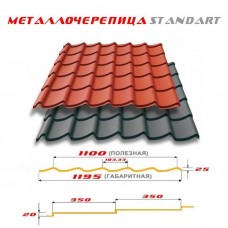 Металлочерепица Standart матполиестр 0,45 мм (Словакия)